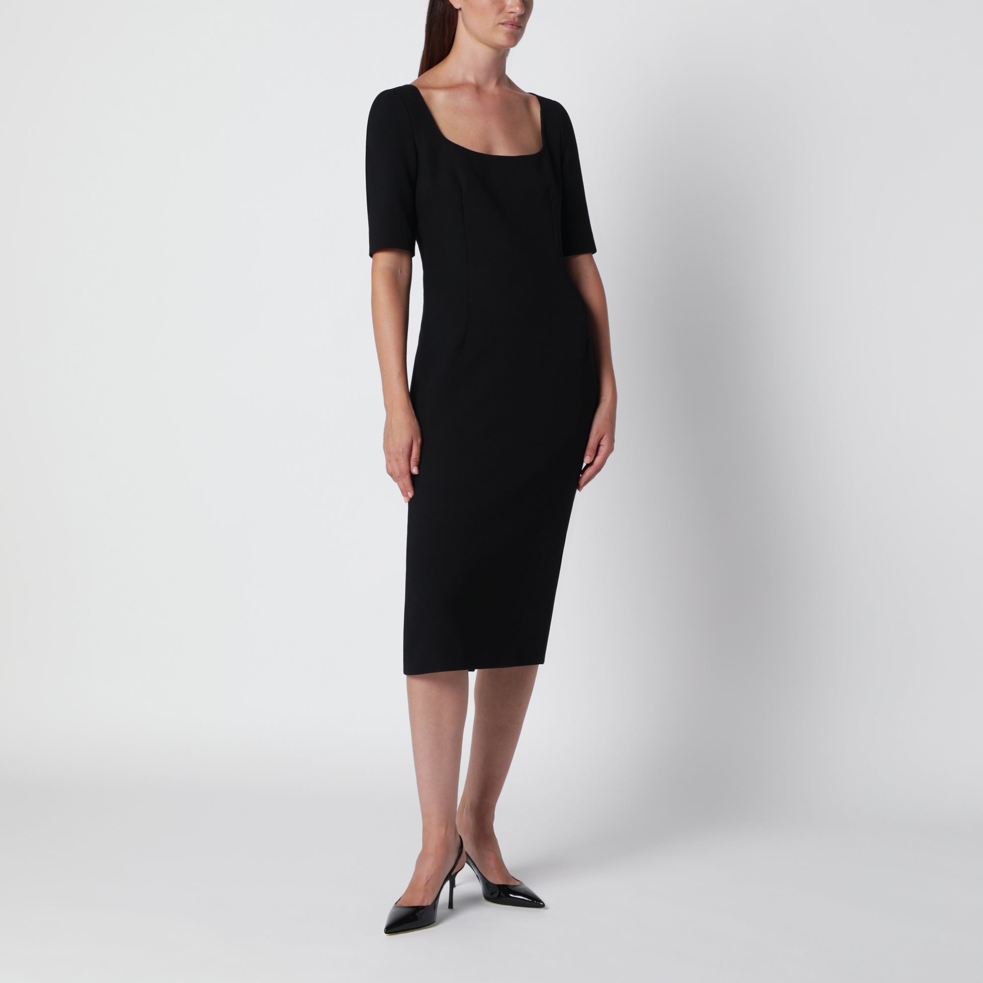 Black double wool crêpe dress