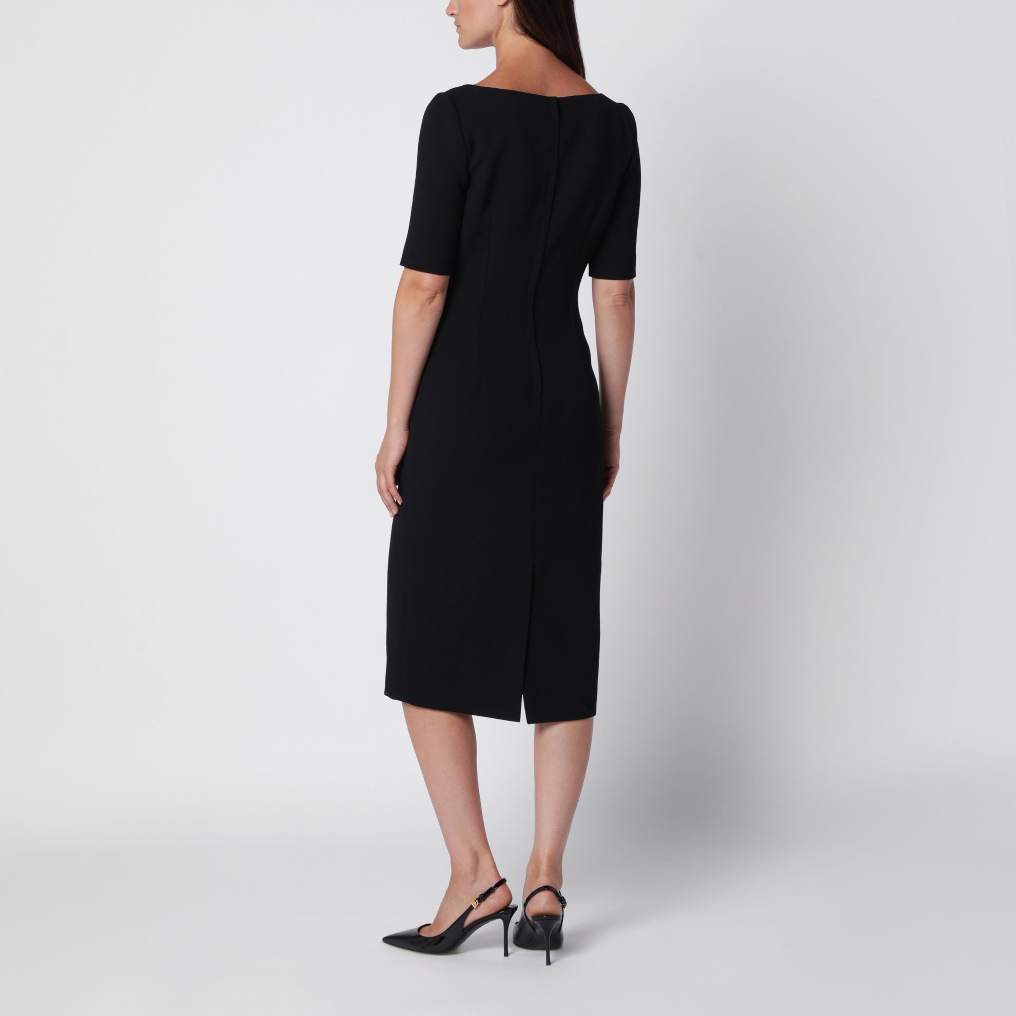 Black double wool crêpe dress