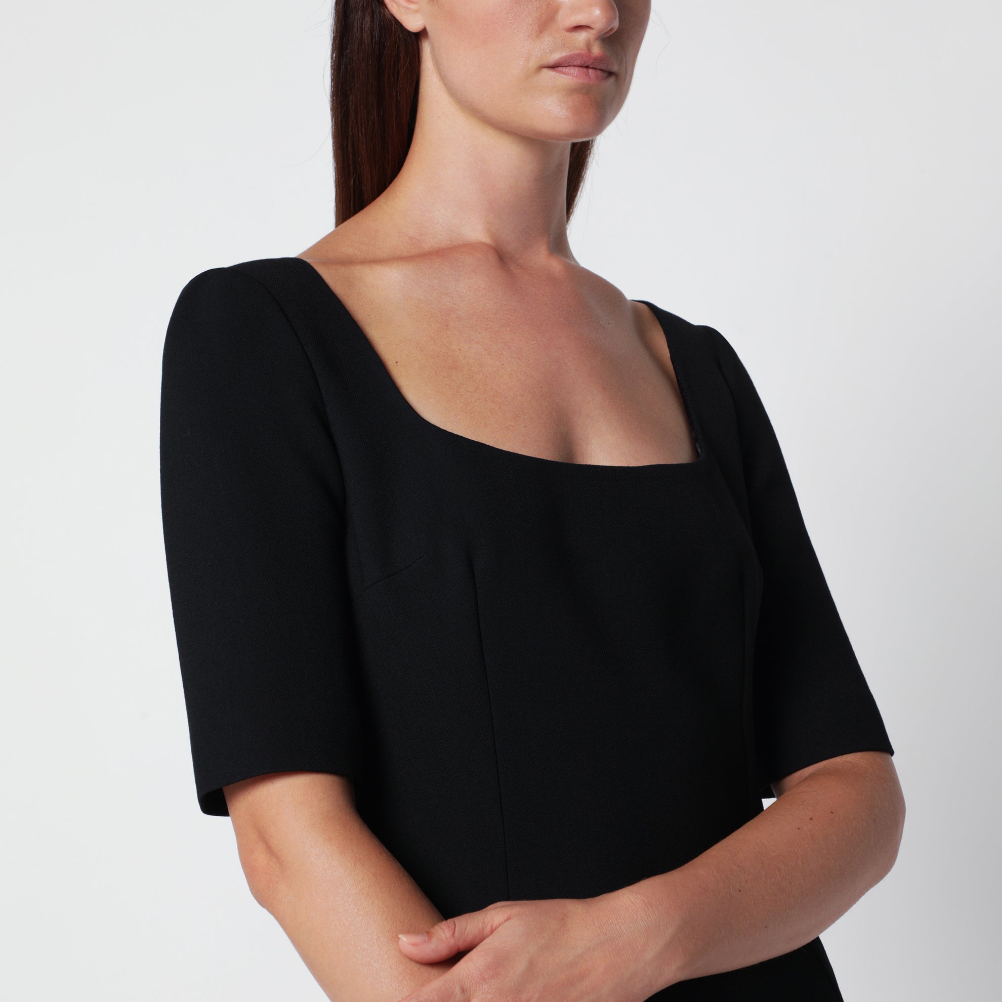 Black double wool crêpe dress