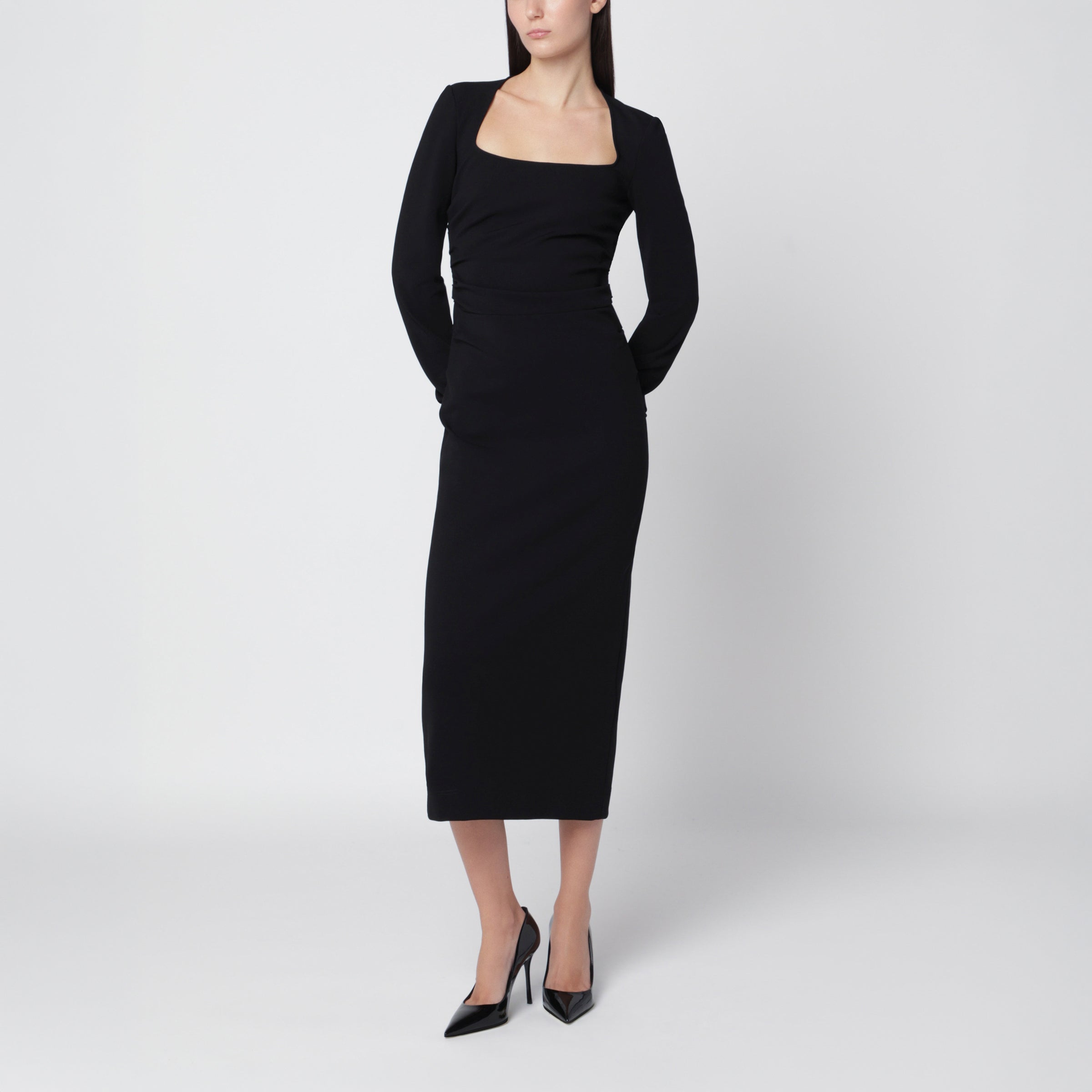 D&G DOLCE&GABBANA ノースリーブワンピース ブラック Dolce&Gabbana Black jersey sheath dress | TheDoubleF