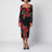 Robe midi à imprimé roses en charmeuse de soie