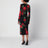 Robe midi à imprimé roses en charmeuse de soie
