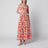 Langes Popelinekleid mit Majolika-Print in Orange