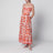 Langes Popelinekleid mit Majolika-Print in Orange