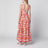 Langes Popelinekleid mit Majolika-Print in Orange