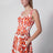 Langes Popelinekleid mit Majolika-Print in Orange