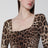 Leopard-print long-sleeve dress in viscose