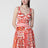 Top bustier in charmeuse con stampa Maiolica arancione