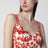 Top bustier in charmeuse con stampa Maiolica arancione