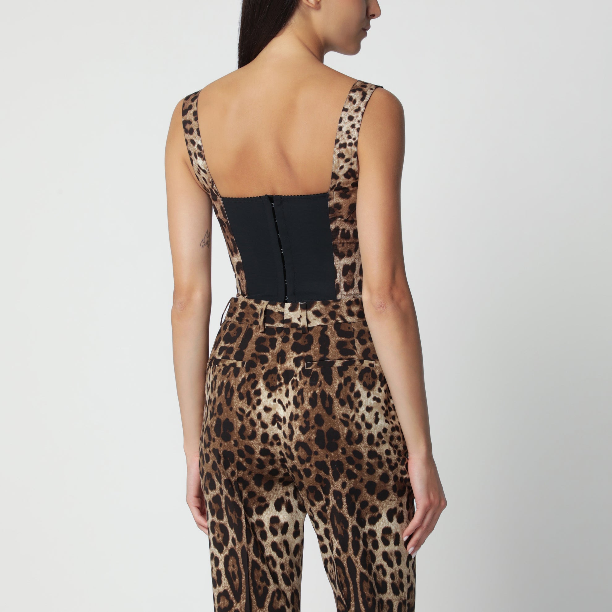 Top bustier in cotone stampa leopardo