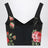 Bustier-Top mit Rosenbouquet-Print aus Baumwolle, schwarz