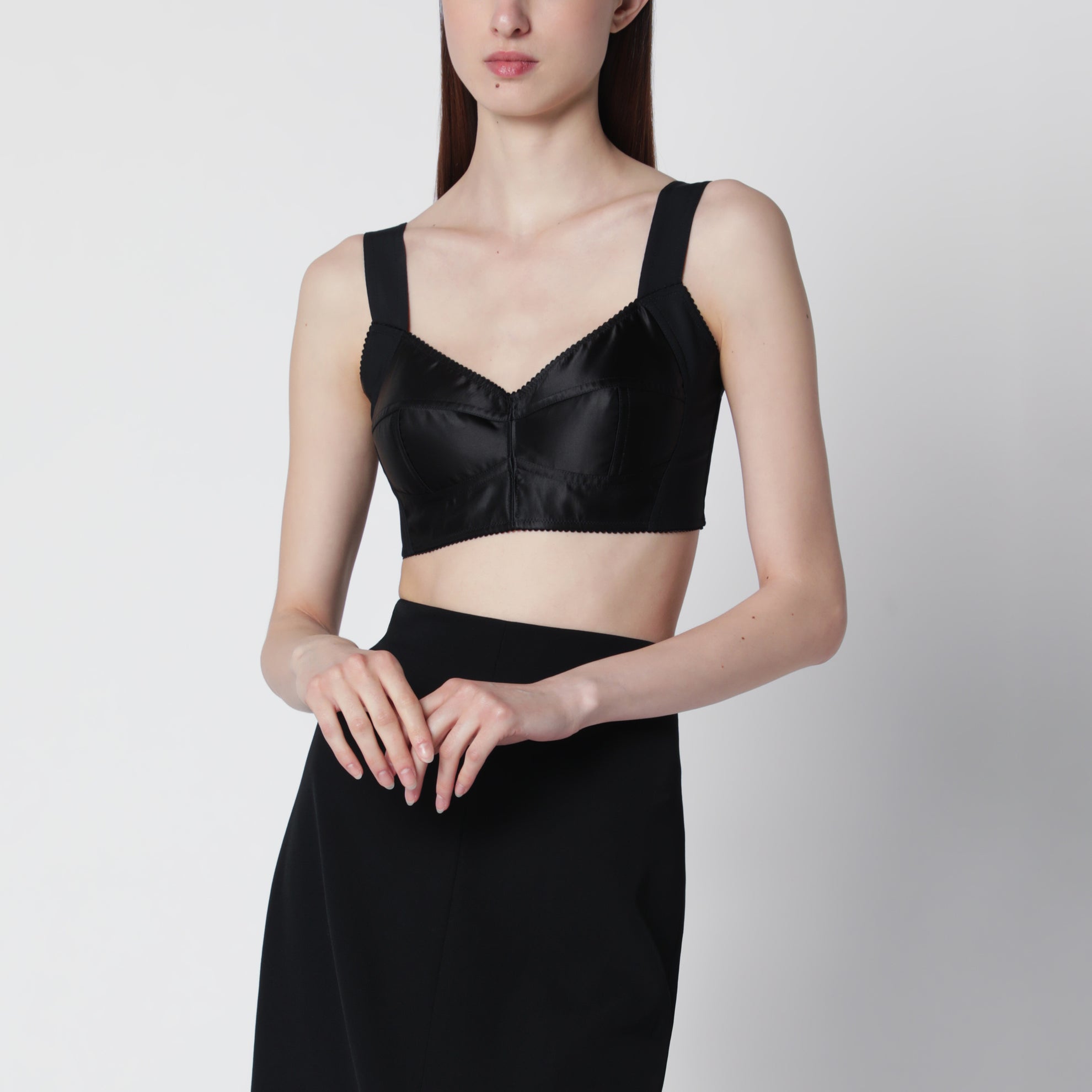 Satin-Bustier im Korsettstil in Schwarz
