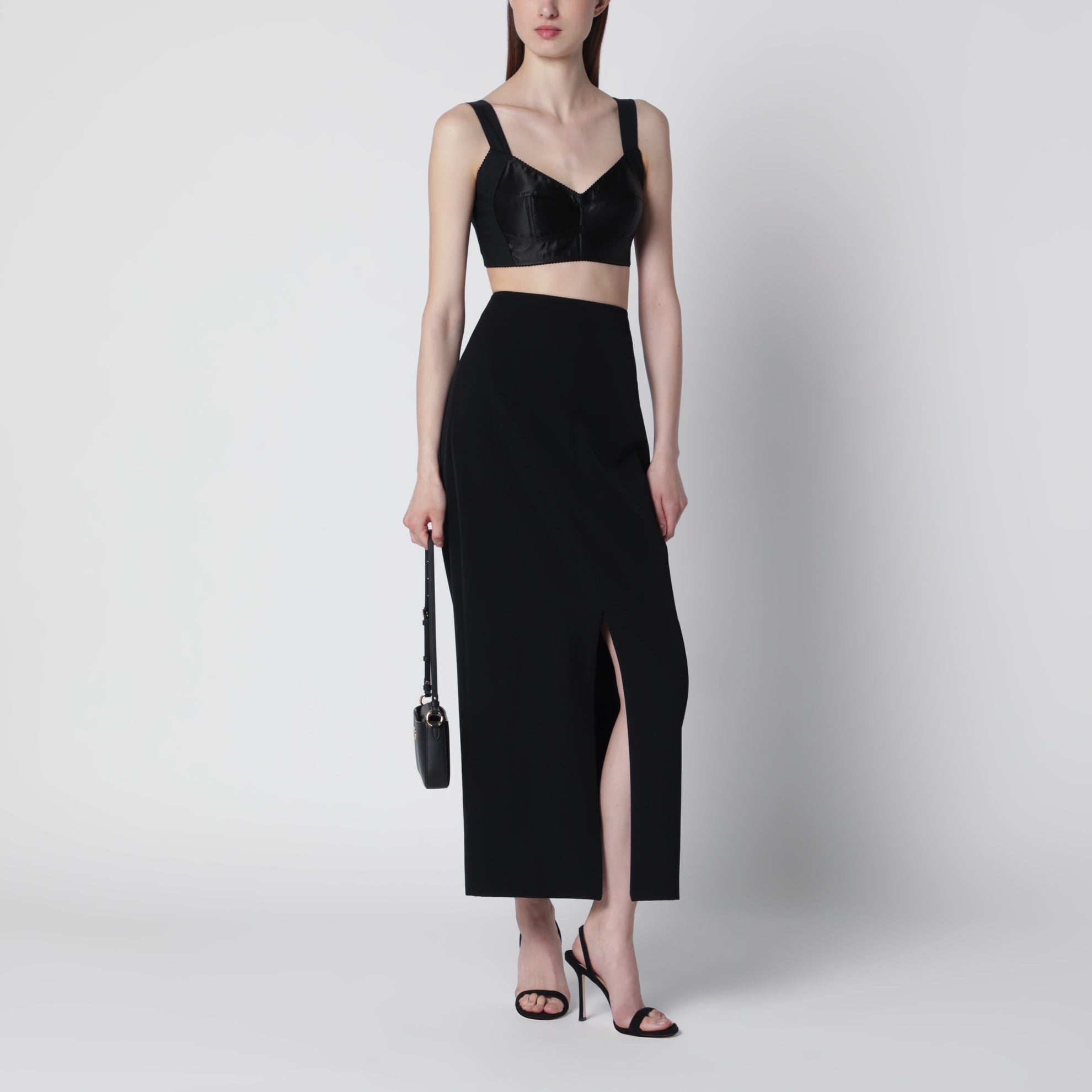 Satin-Bustier im Korsettstil in Schwarz