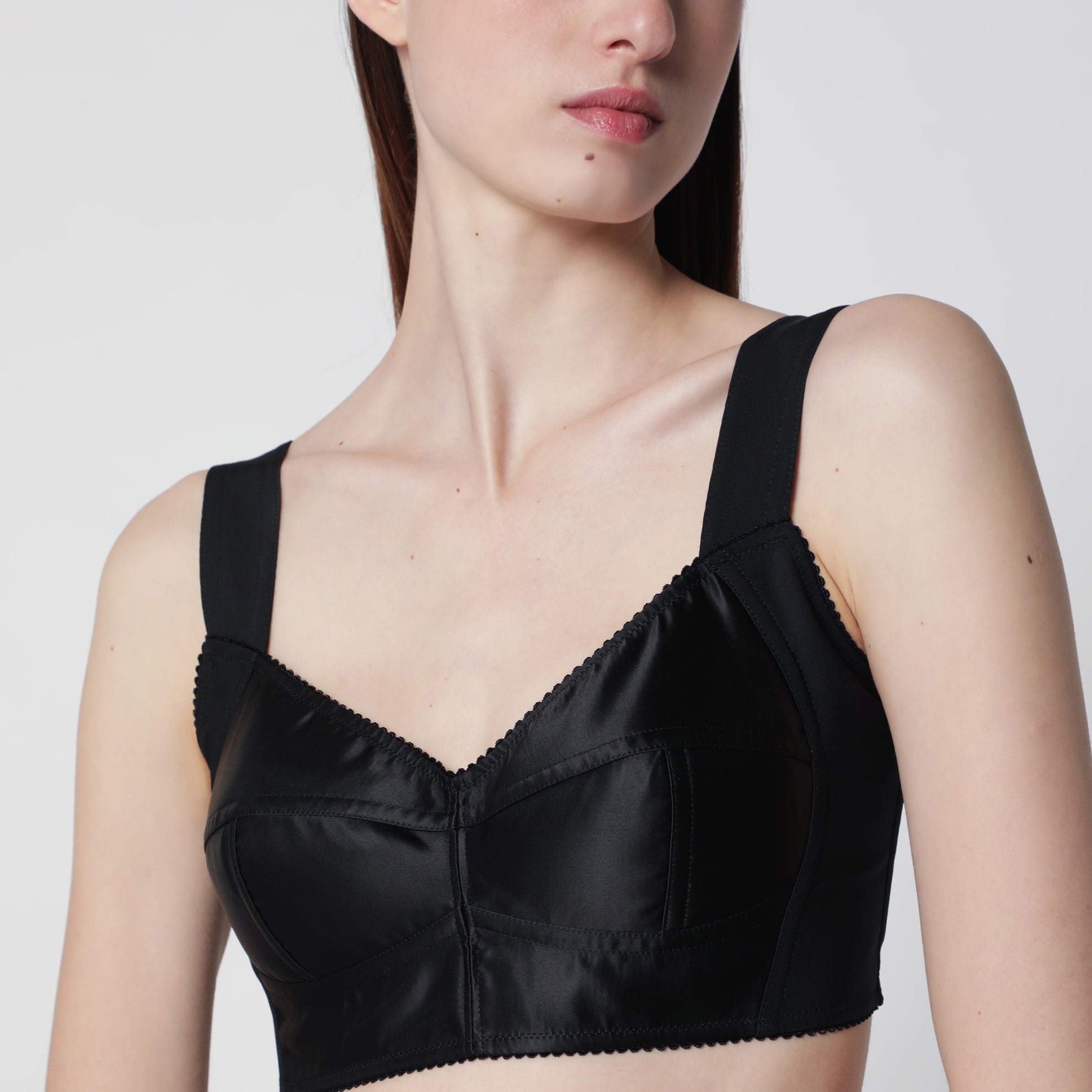 Satin-Bustier im Korsettstil in Schwarz
