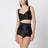 Black satin bustier top