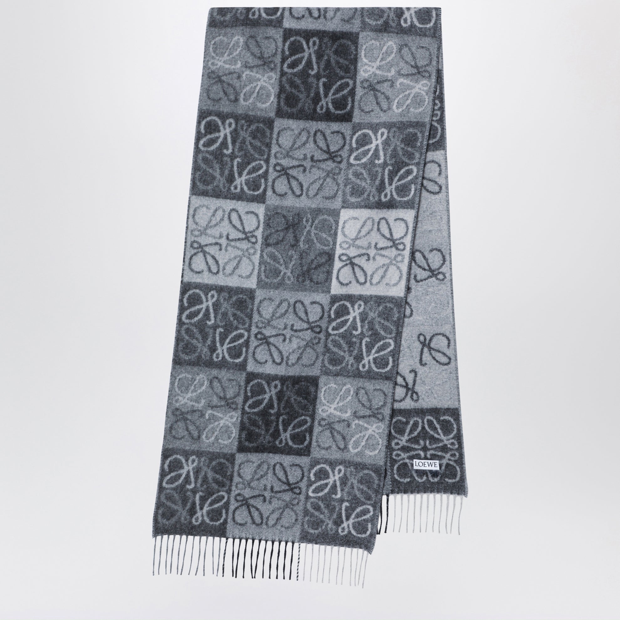 Black/White Anagram wool and cashmere scarf