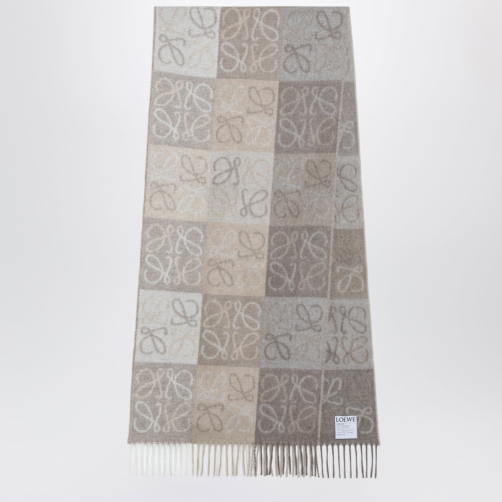 Anagram scarf in white/beige wool and cashmere