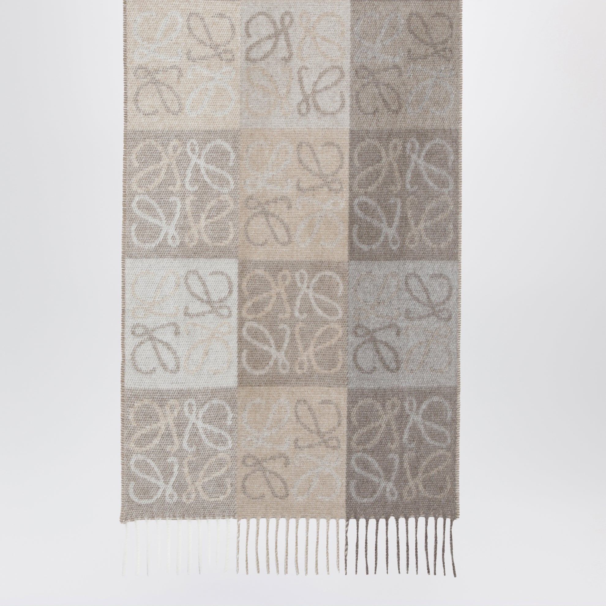 Anagram scarf in white/beige wool and cashmere
