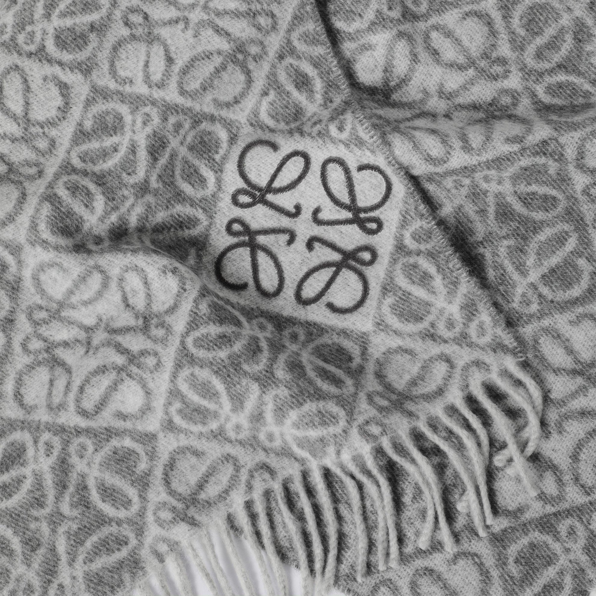 Sciarpa Anagram grigia in lana e cashmere