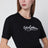 T-shirt nera in jersey con ricamo