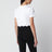 T-shirt bianca in jersey con pizzo