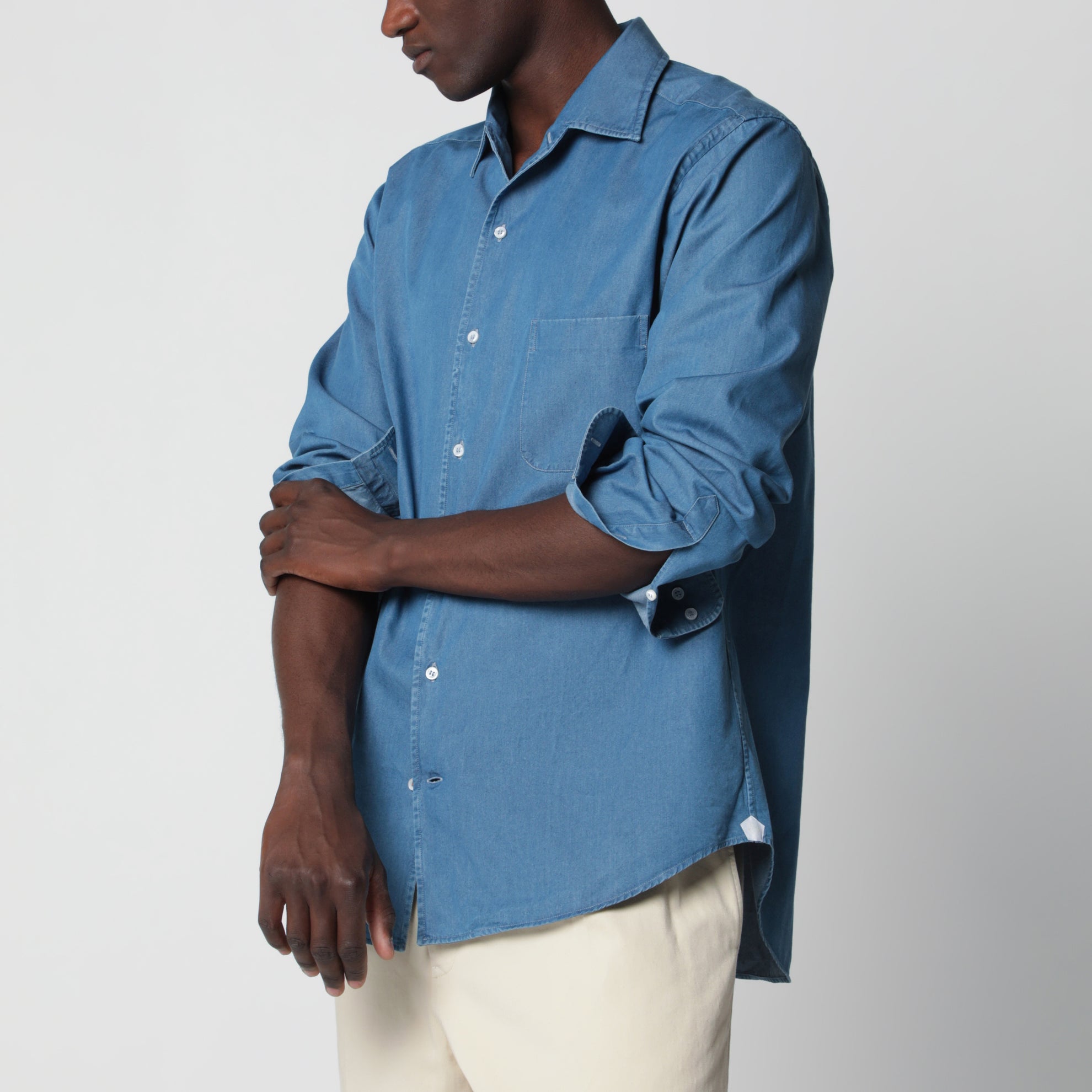 Jeanshemd André aus Baumwoll-Denim in Stone Washed