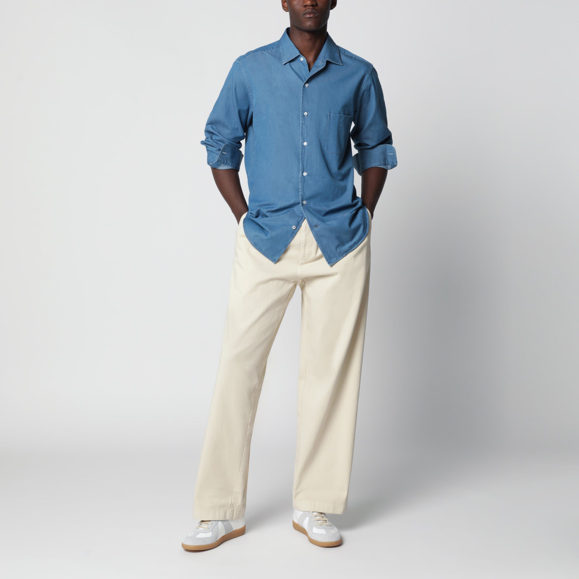 Jeanshemd André aus Baumwoll-Denim in Stone Washed