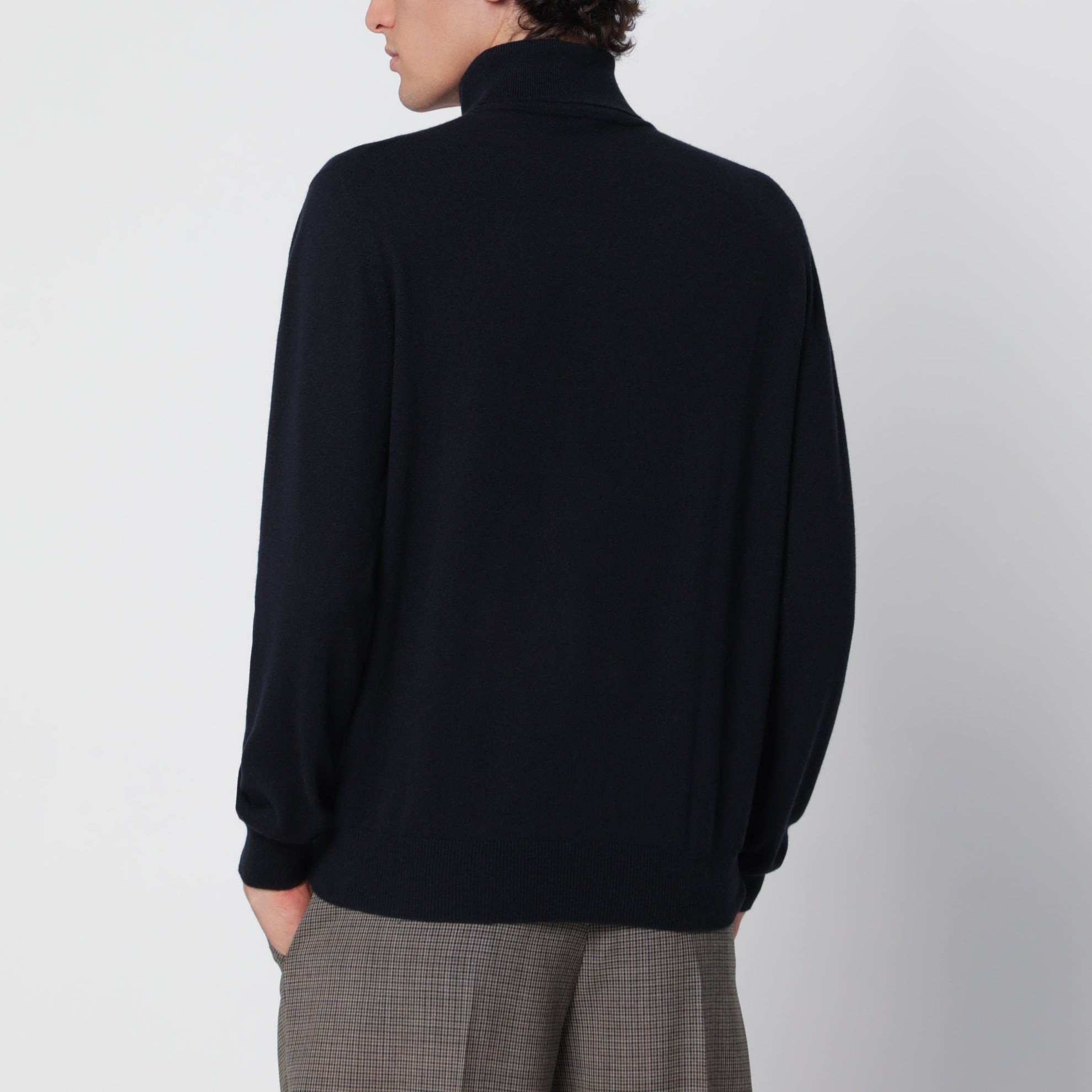 Klassischer Rollkragenpullover navyblau aus Baby-Kaschmir