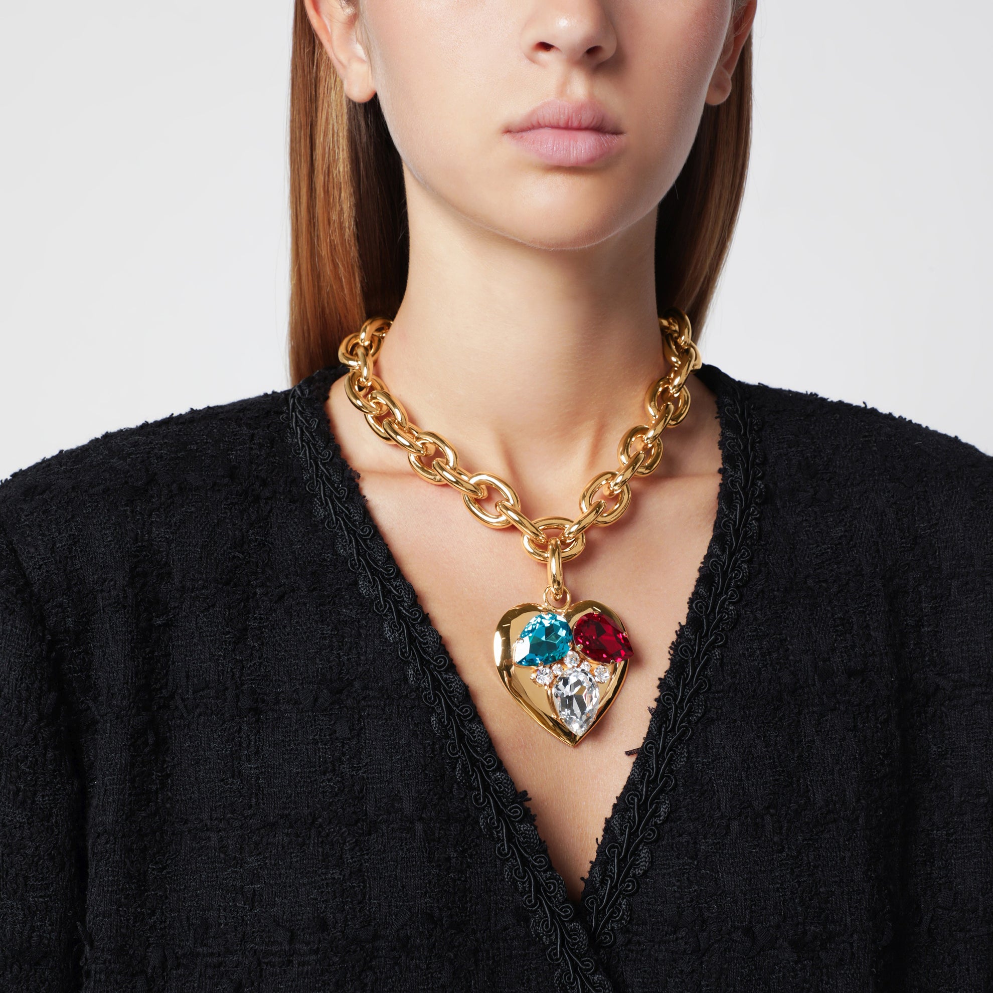 Collier chaîne doré avec pendentif cœur