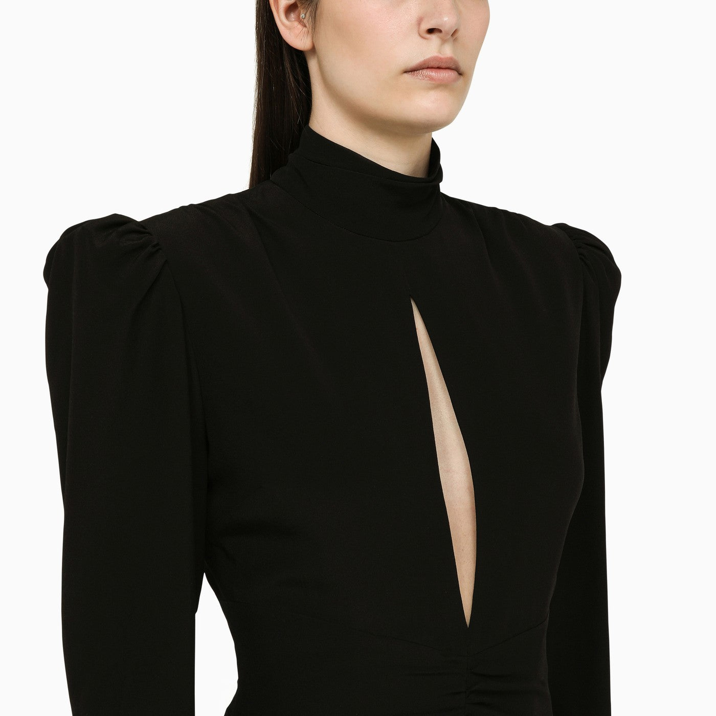 Black draped silk minidress
