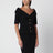 Off-Shoulder Black Wool Crêpe Jacket