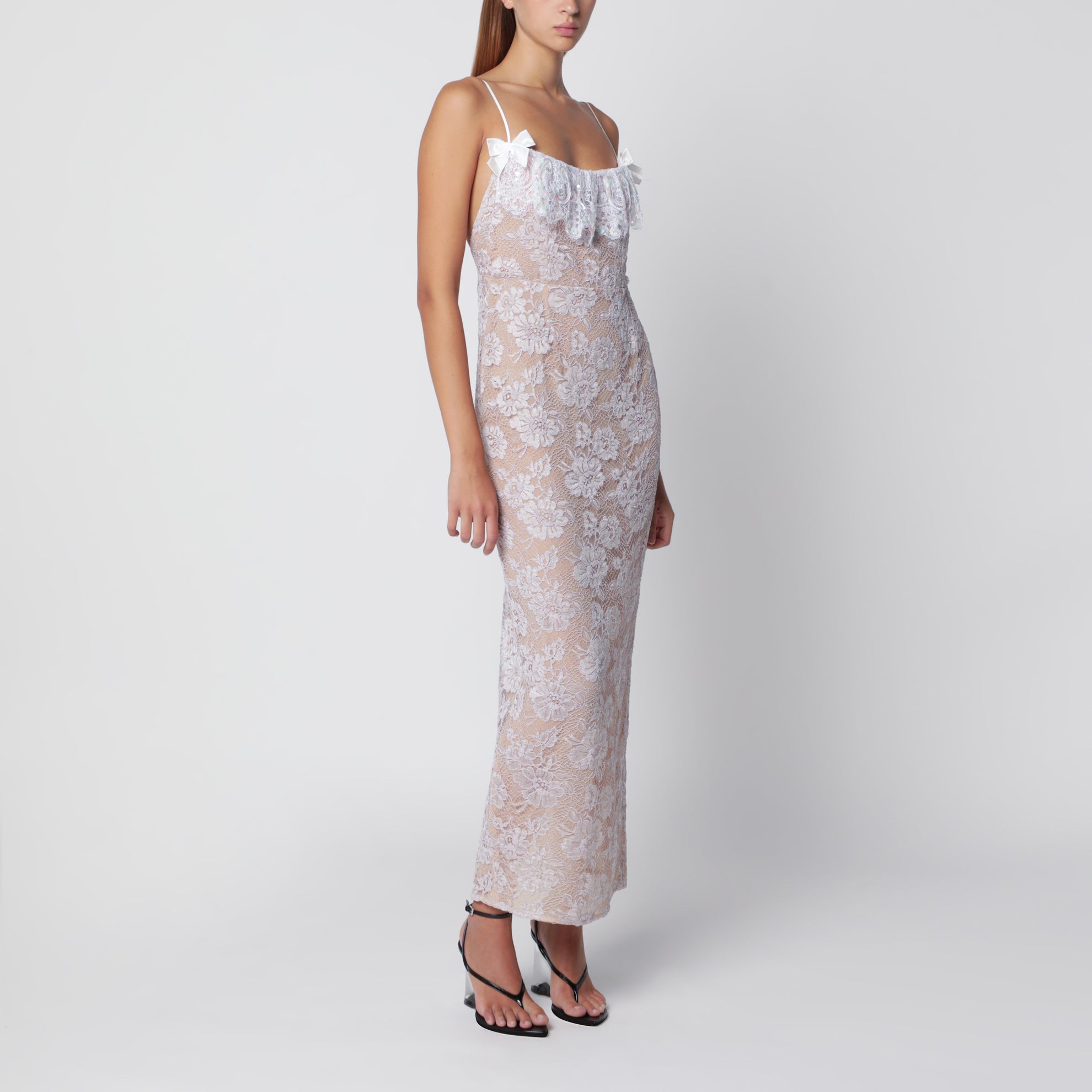 Alessandra Rich | Lavender lace slip dress | Woman