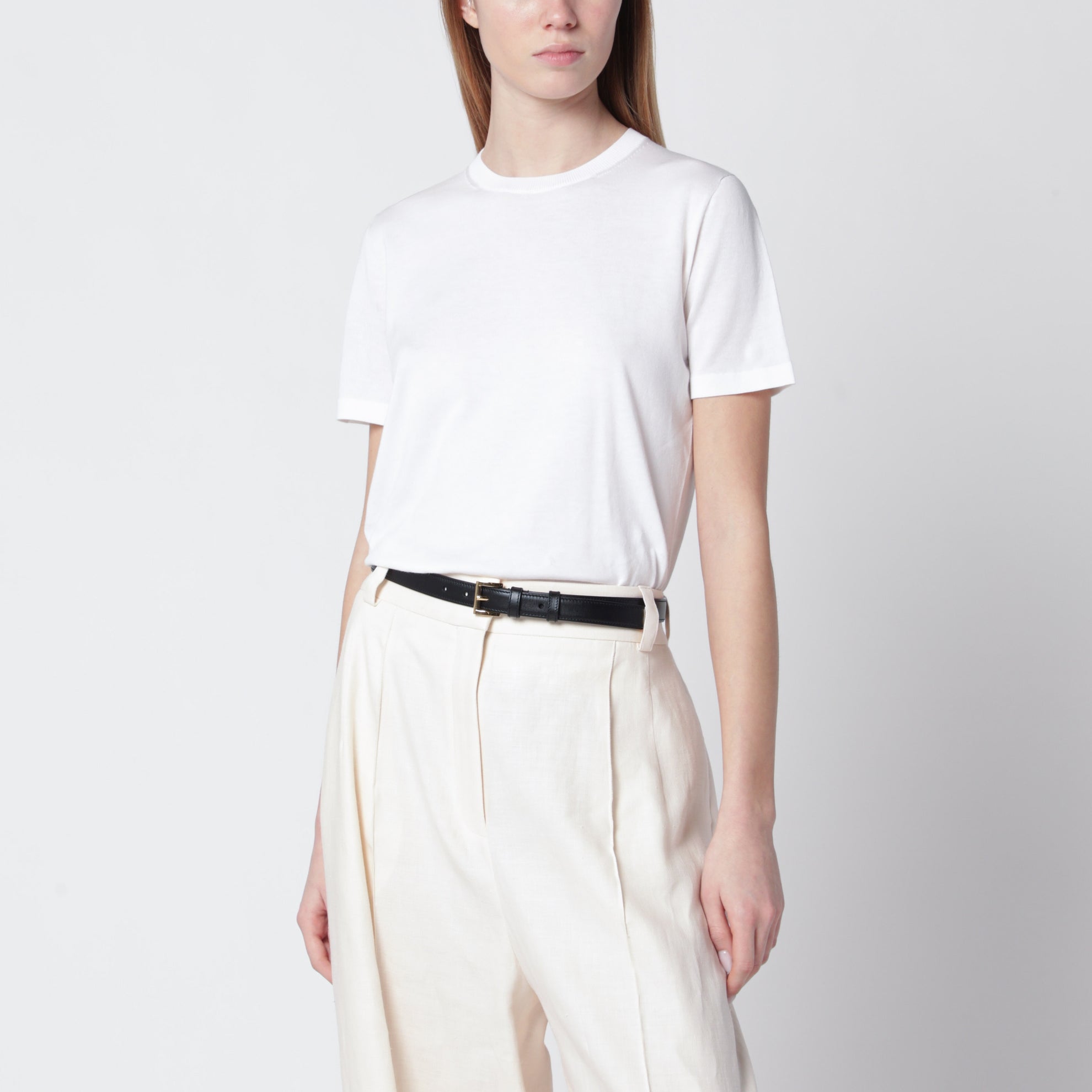 T-shirt Angera en coton blanc à col rond