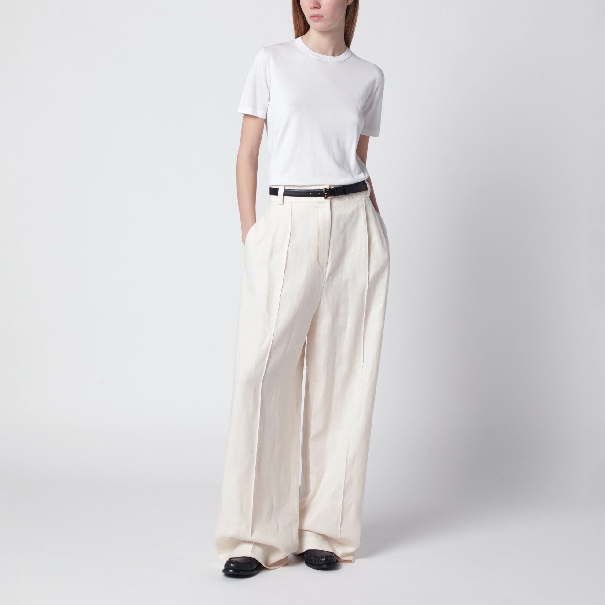 T-shirt Angera en coton blanc à col rond