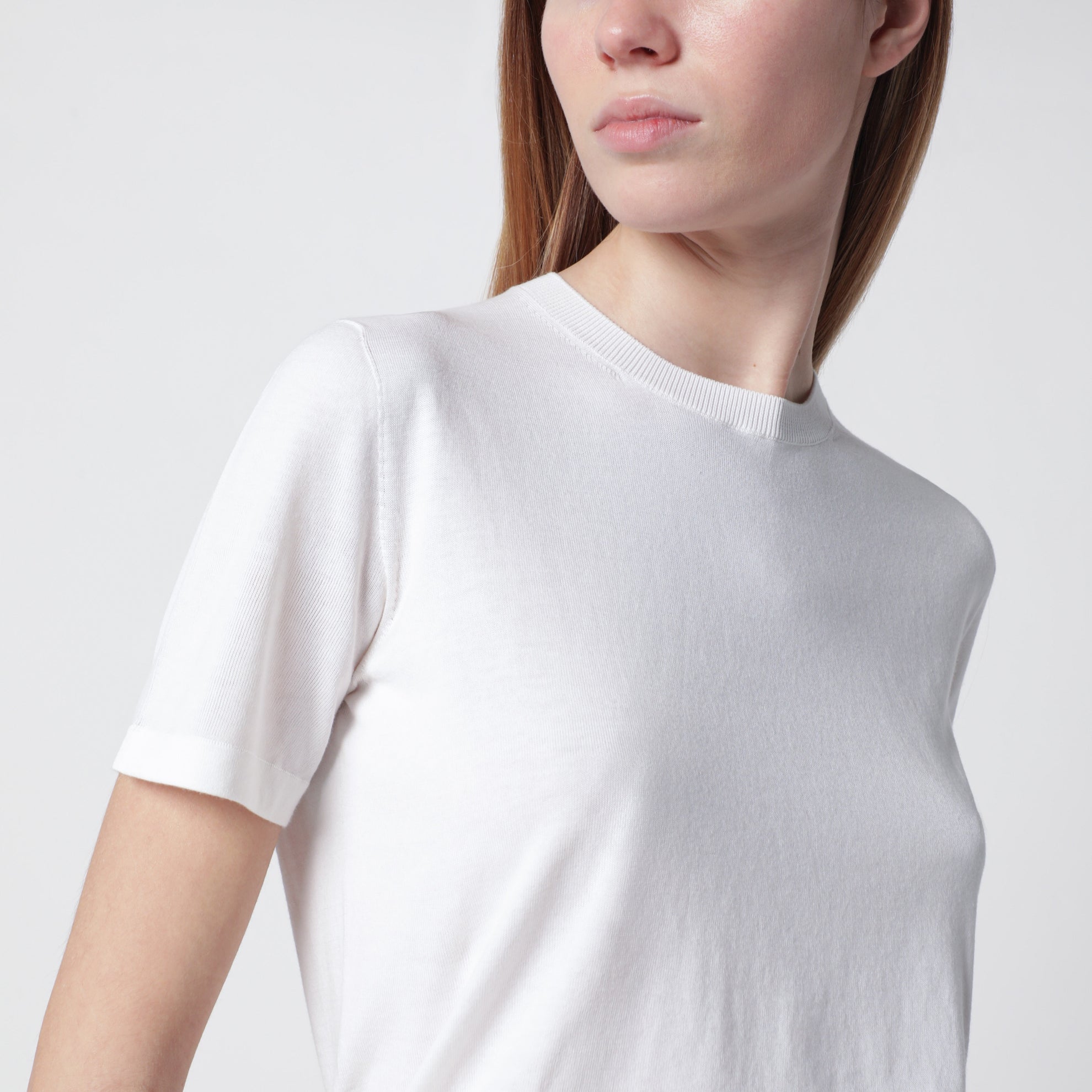 T-shirt Angera en coton blanc à col rond