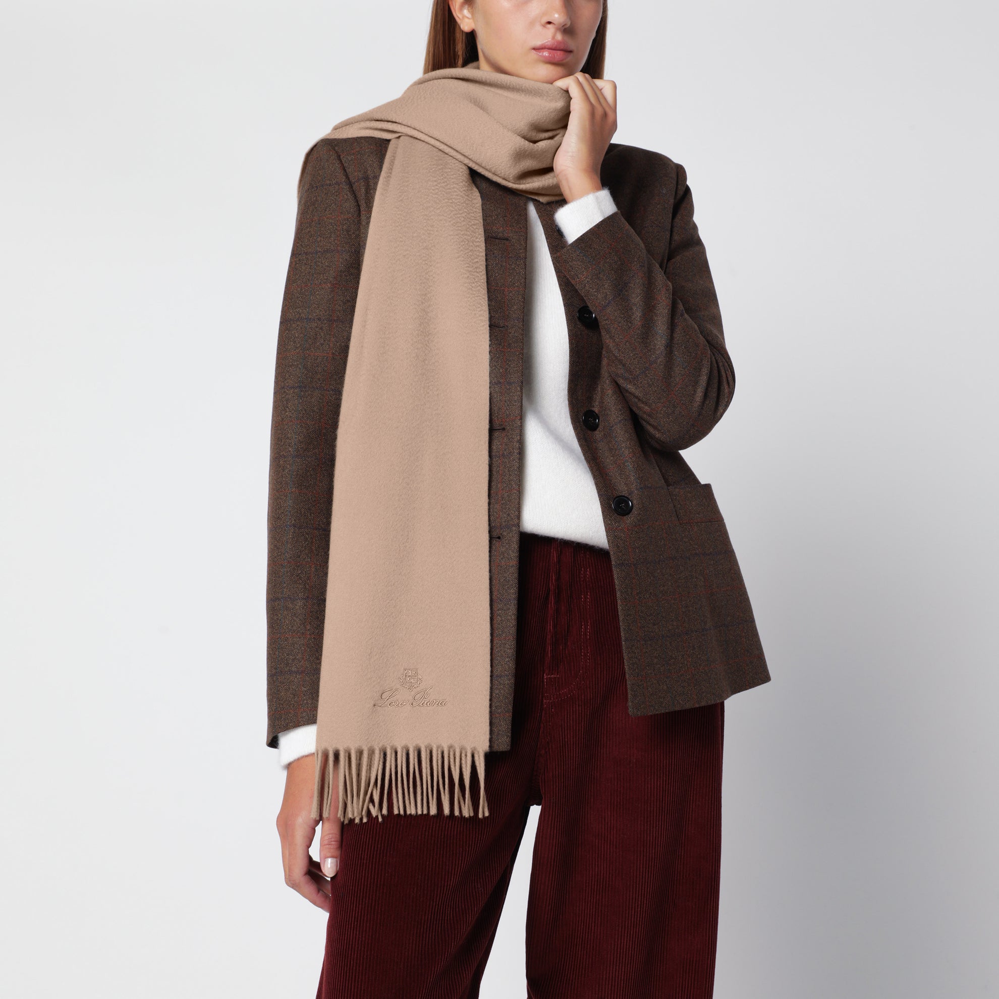Écharpe beige en cachemire