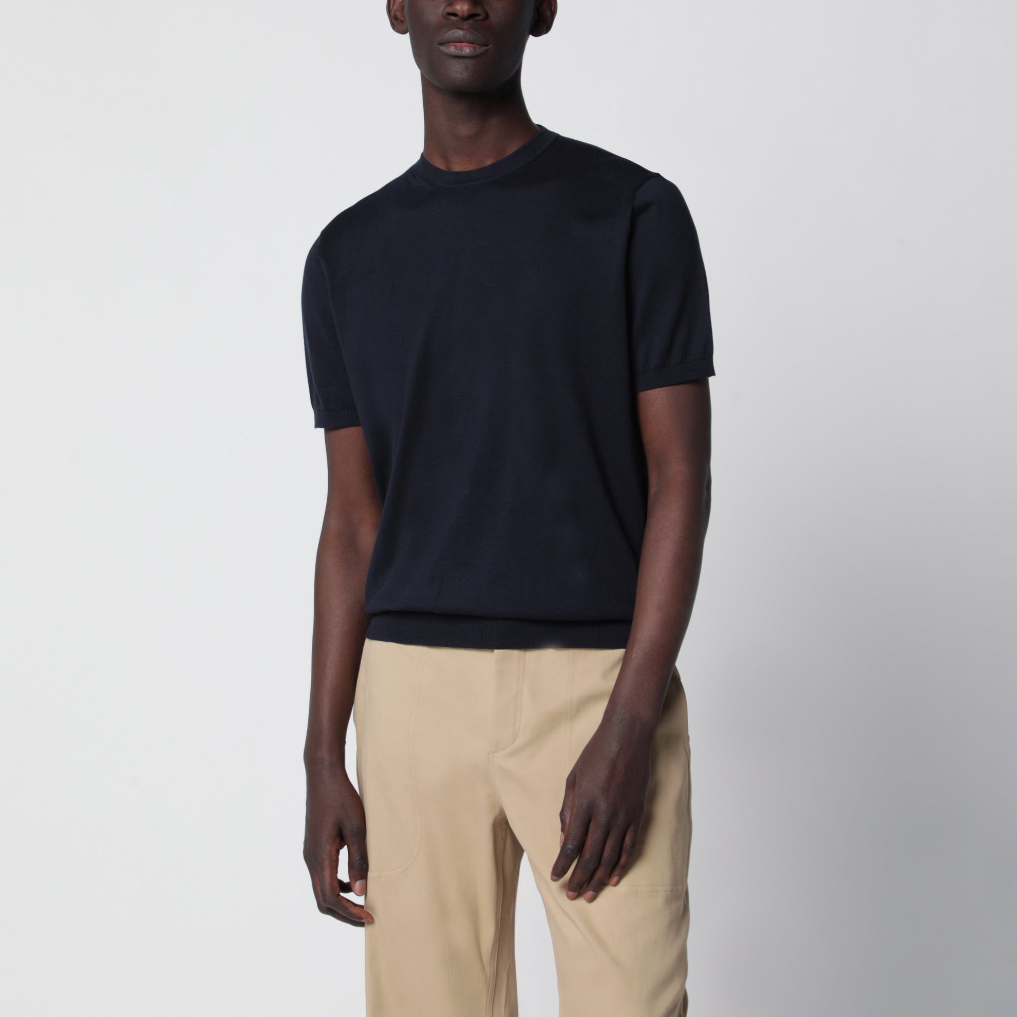 Blue Sea Island cotton crew-neck knit T-shirt