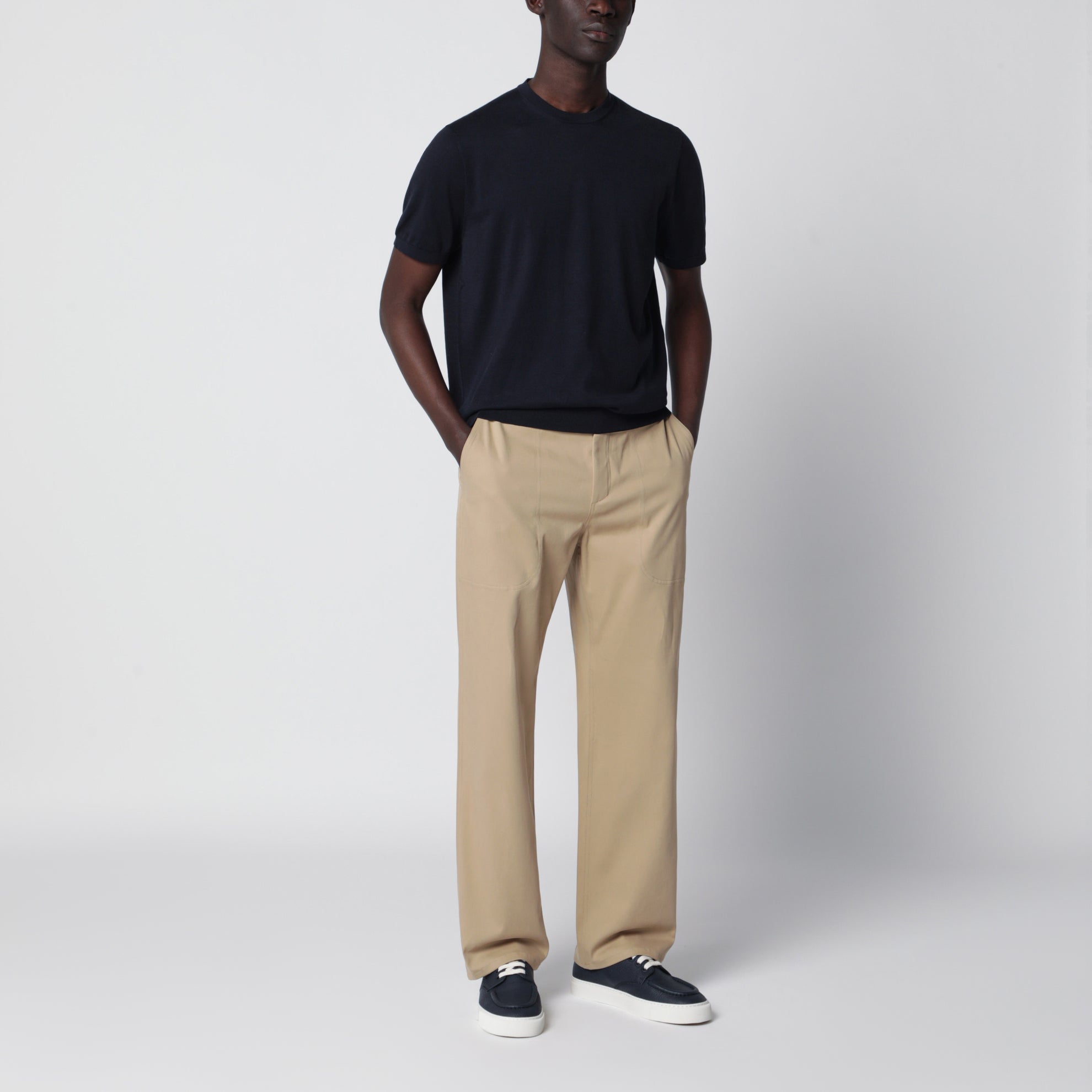 Blue Sea Island cotton crew-neck knit T-shirt