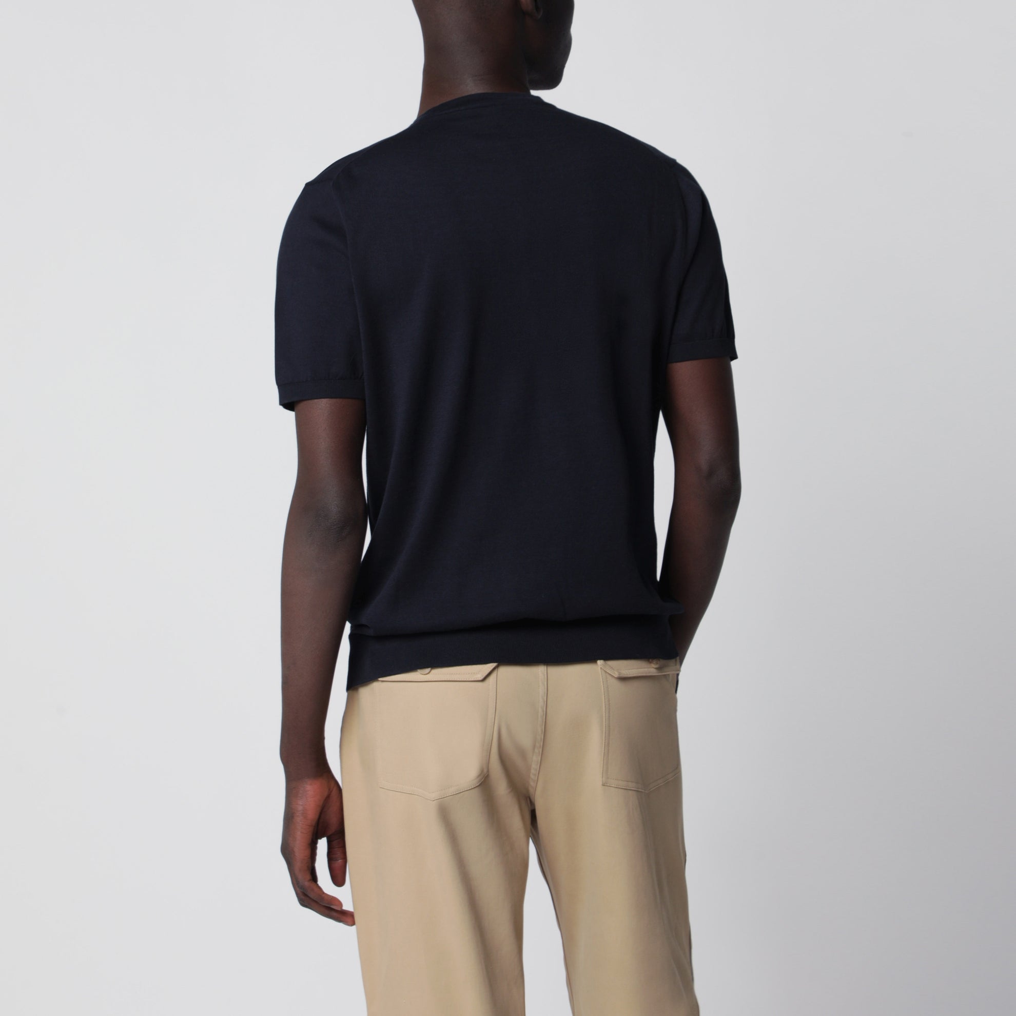 Blue Sea Island cotton crew-neck knit T-shirt