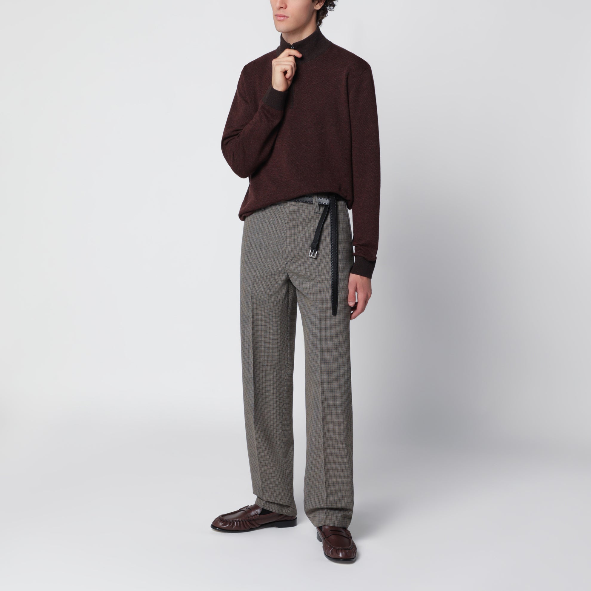 Pull Roadster en cachemire bordeaux/marron