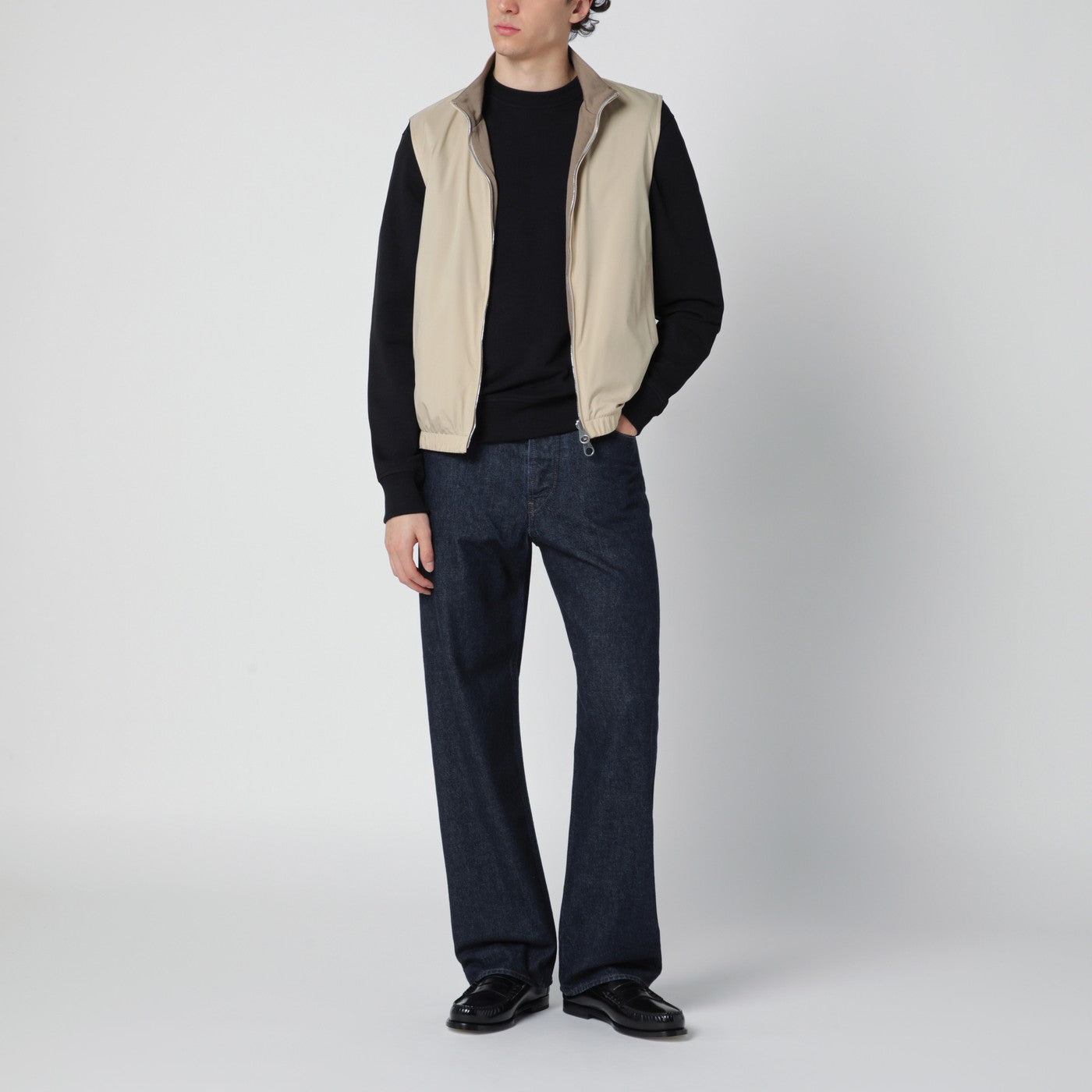 Gilet con zip color sabbia/tundra