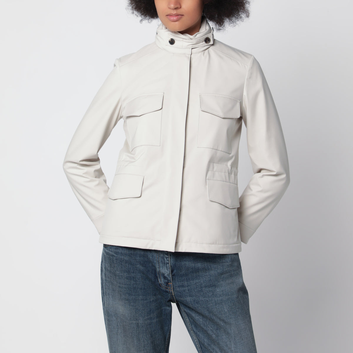 Pearl grey Traveller Mini field jacket in nylon