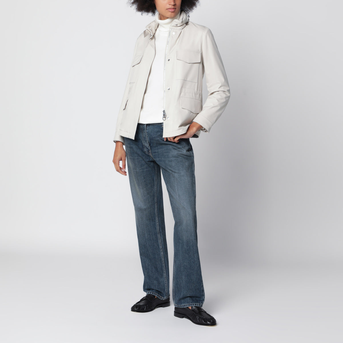 Pearl grey Traveller Mini field jacket in nylon