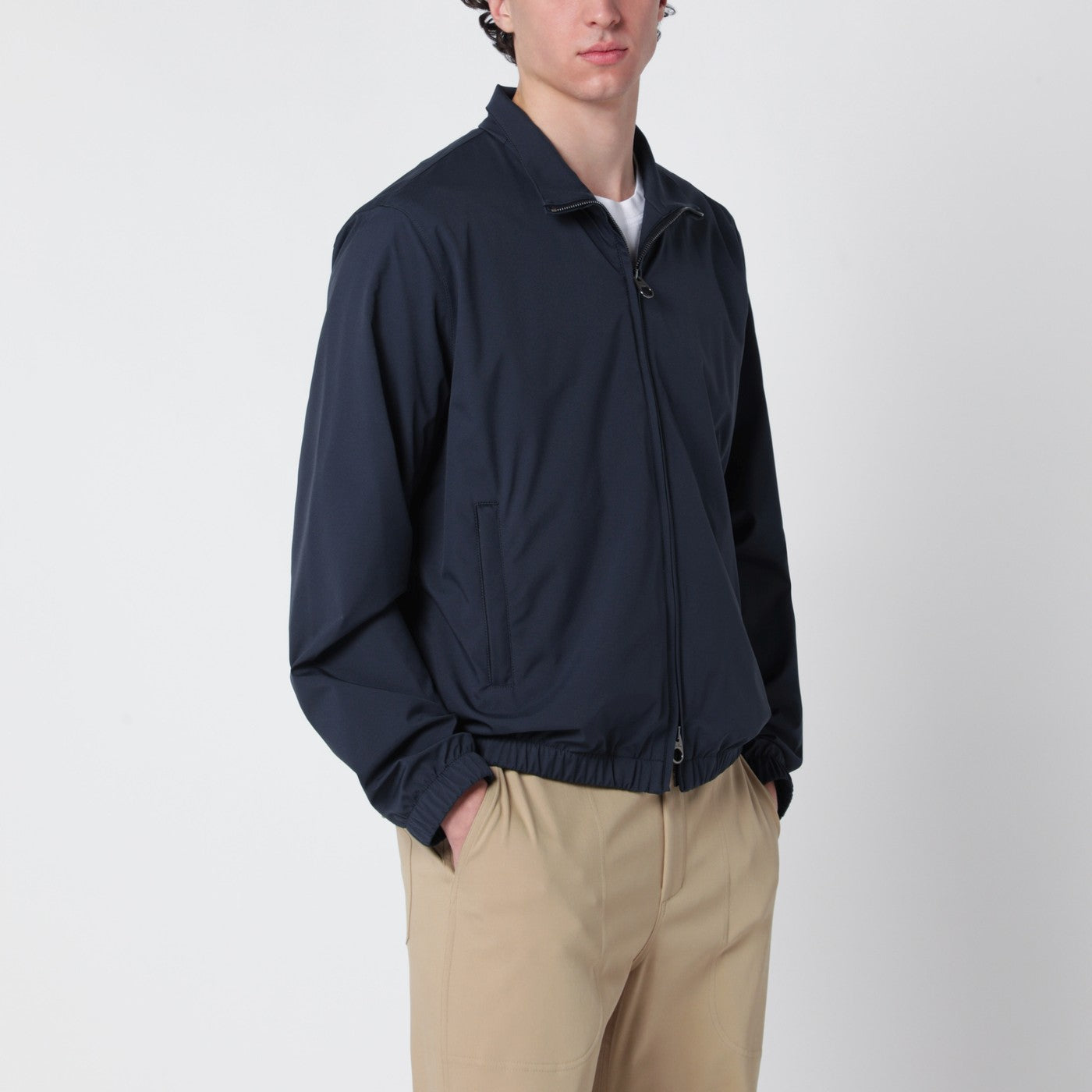 Marineblauer Bomber mit Reißverschluss aus Mikrofaser
