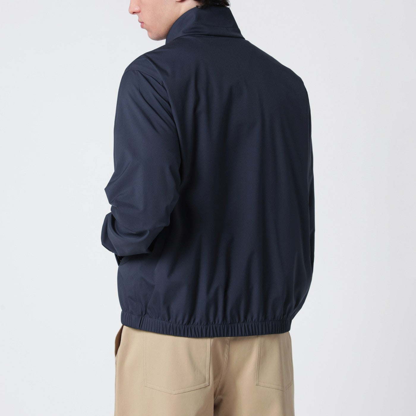 Marineblauer Bomber mit Reißverschluss aus Mikrofaser