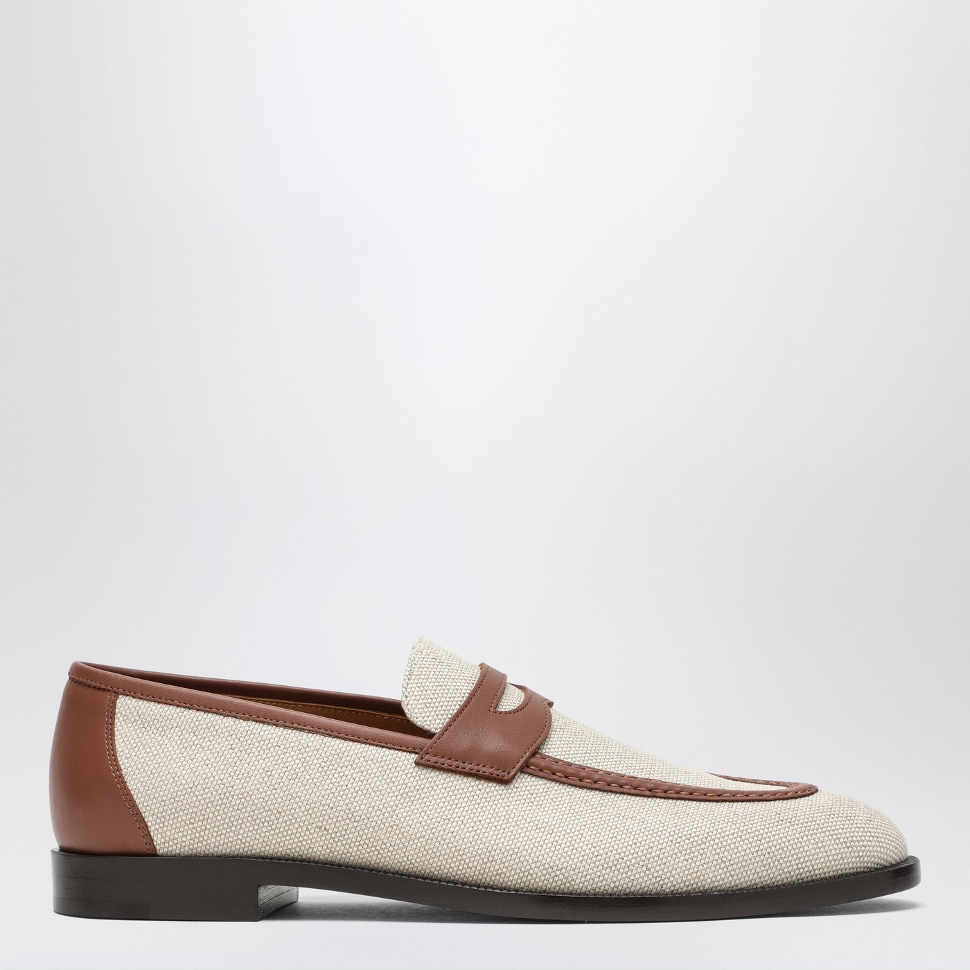 Sergio loafers in natural-coloured canvas and leather
