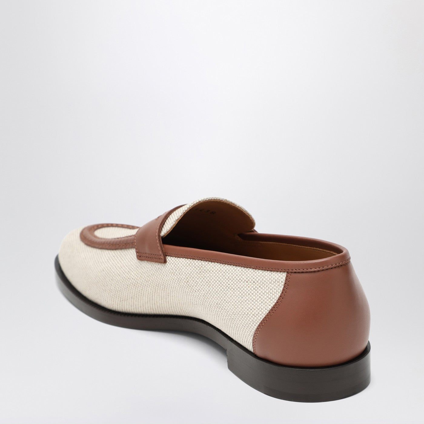 Sergio loafers in natural-coloured canvas and leather