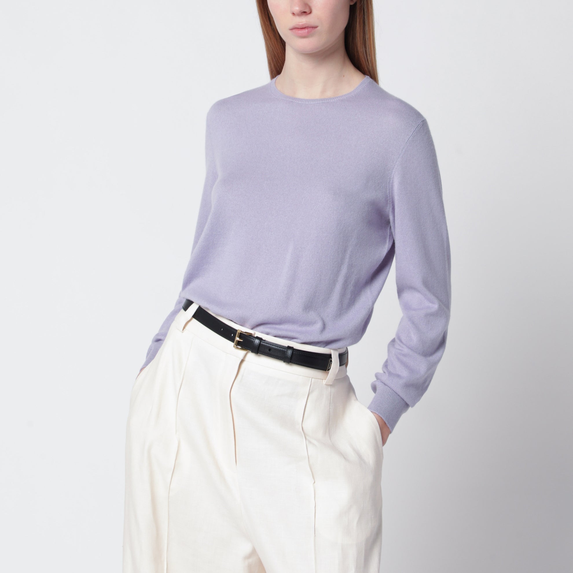 Sergio crew-neck cashmere sweater in purple