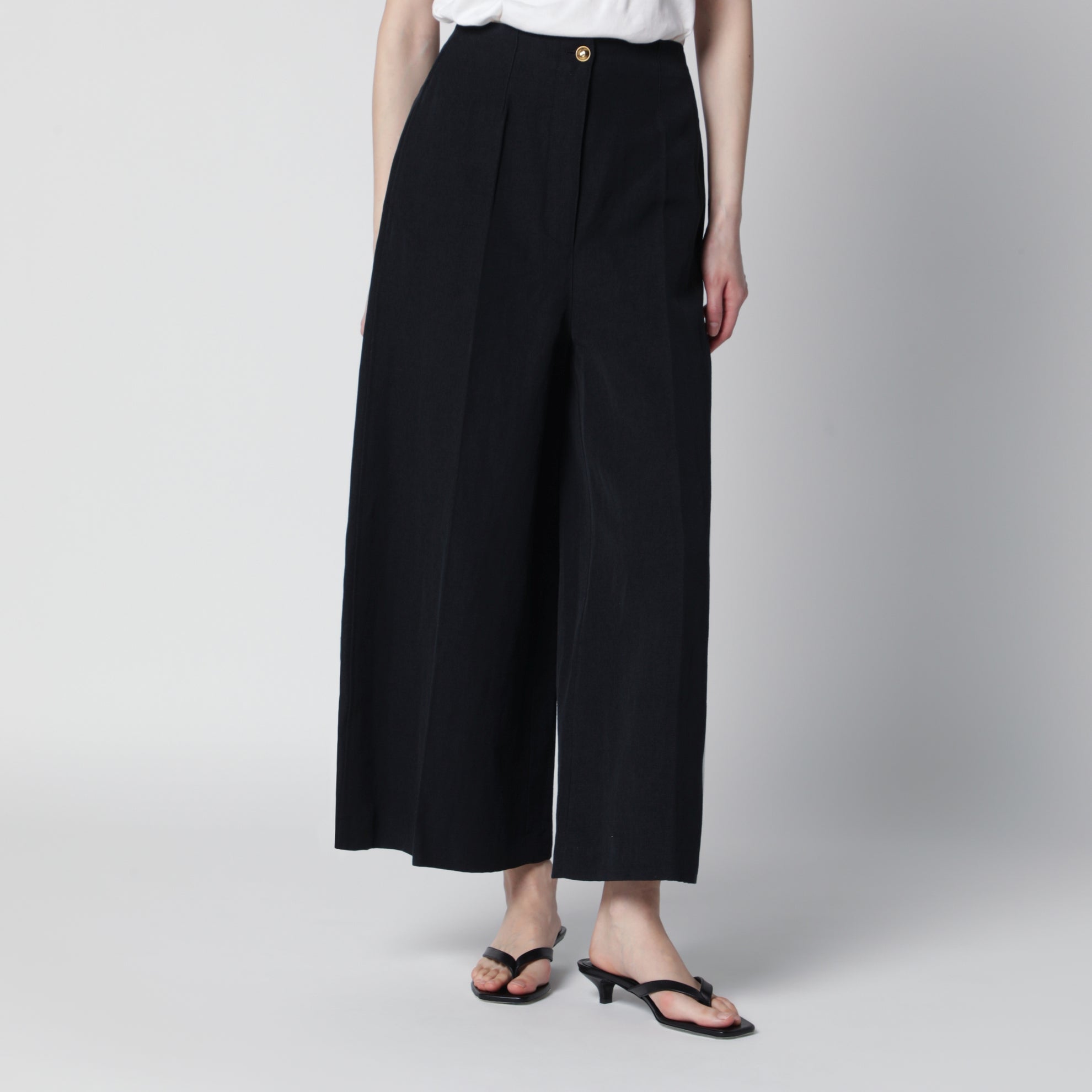 Pantalon Kenith bleu marine en mélange lin