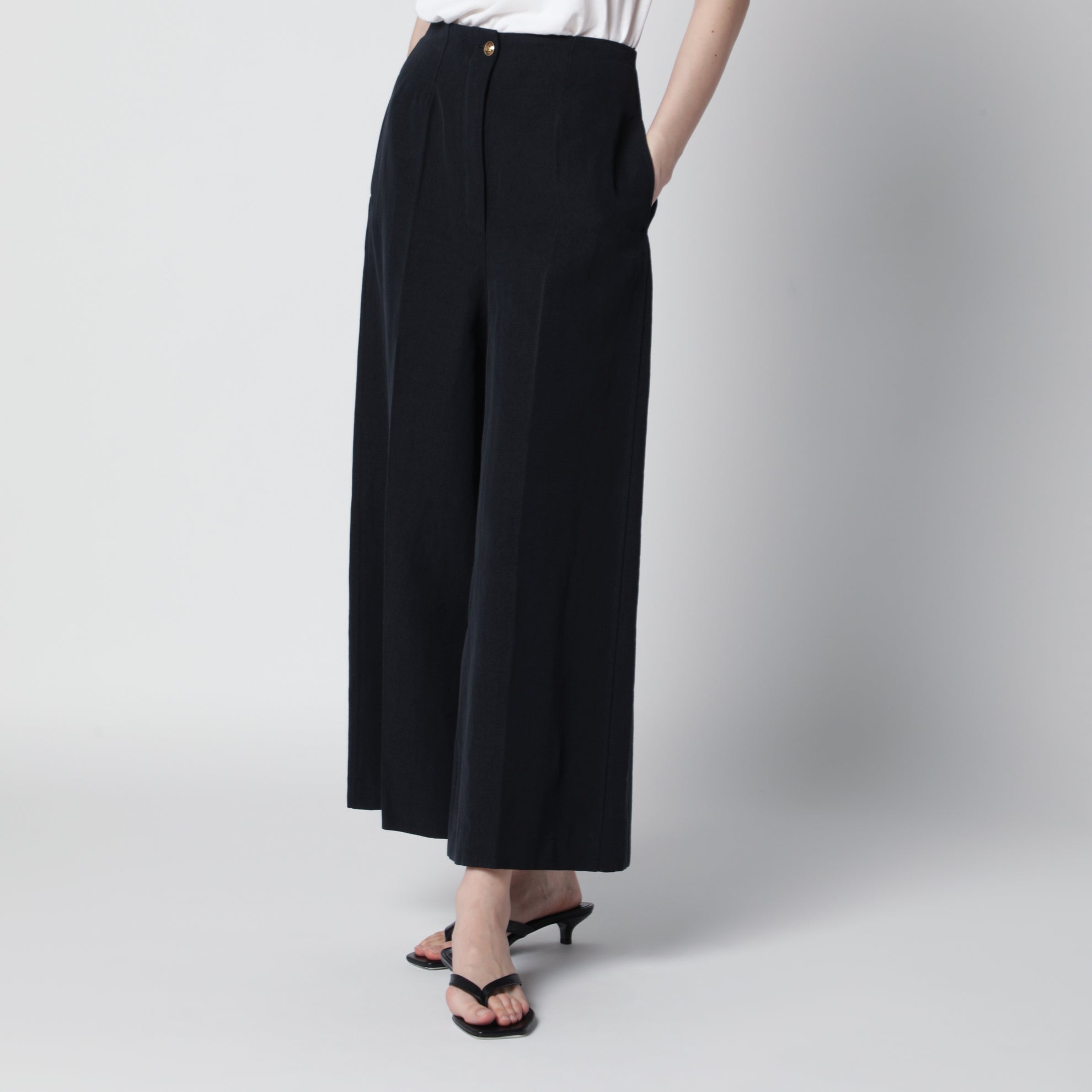 Pantalon Kenith bleu marine en mélange lin